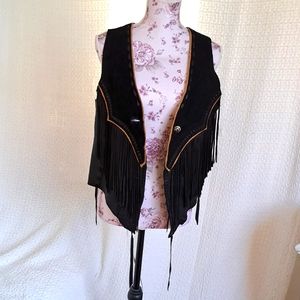 Hand-made deer skin tasseled western or biker vest